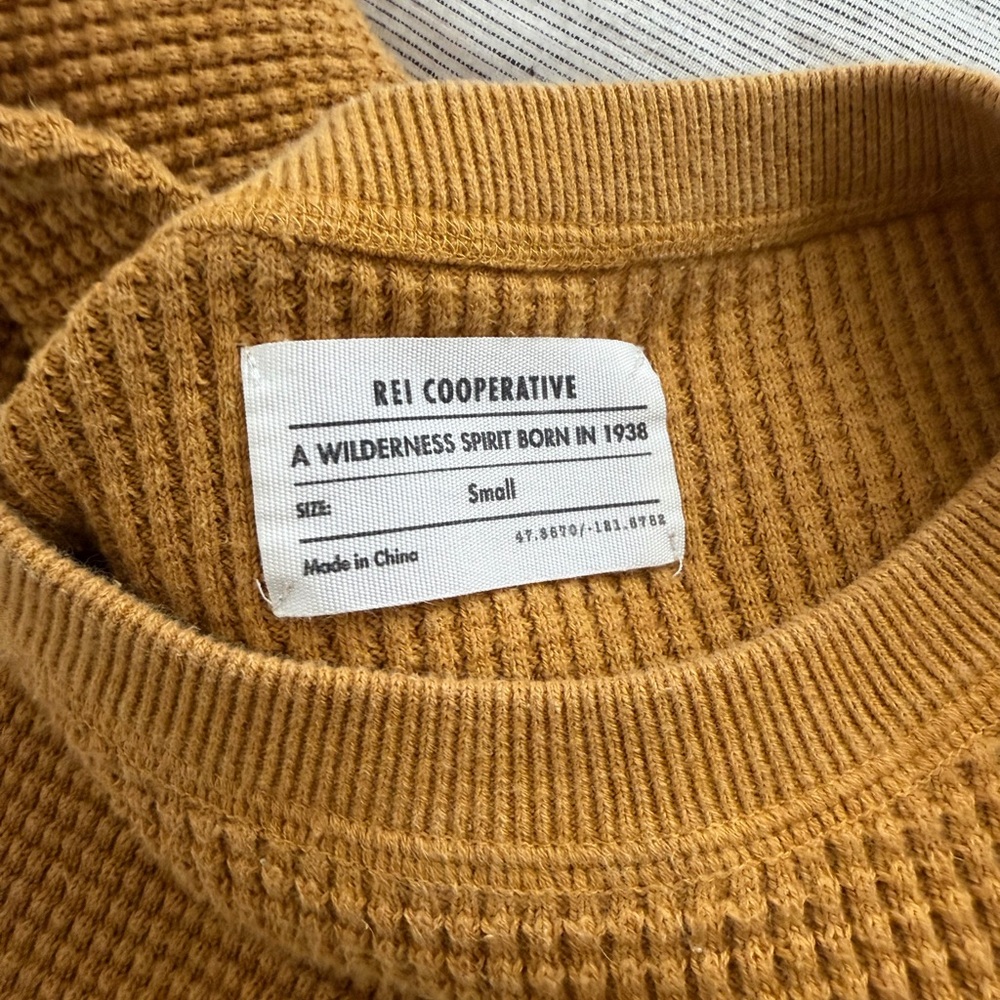 REI Cooperative Women’s Waffle-Knit Crewneck Sweater in Mustard